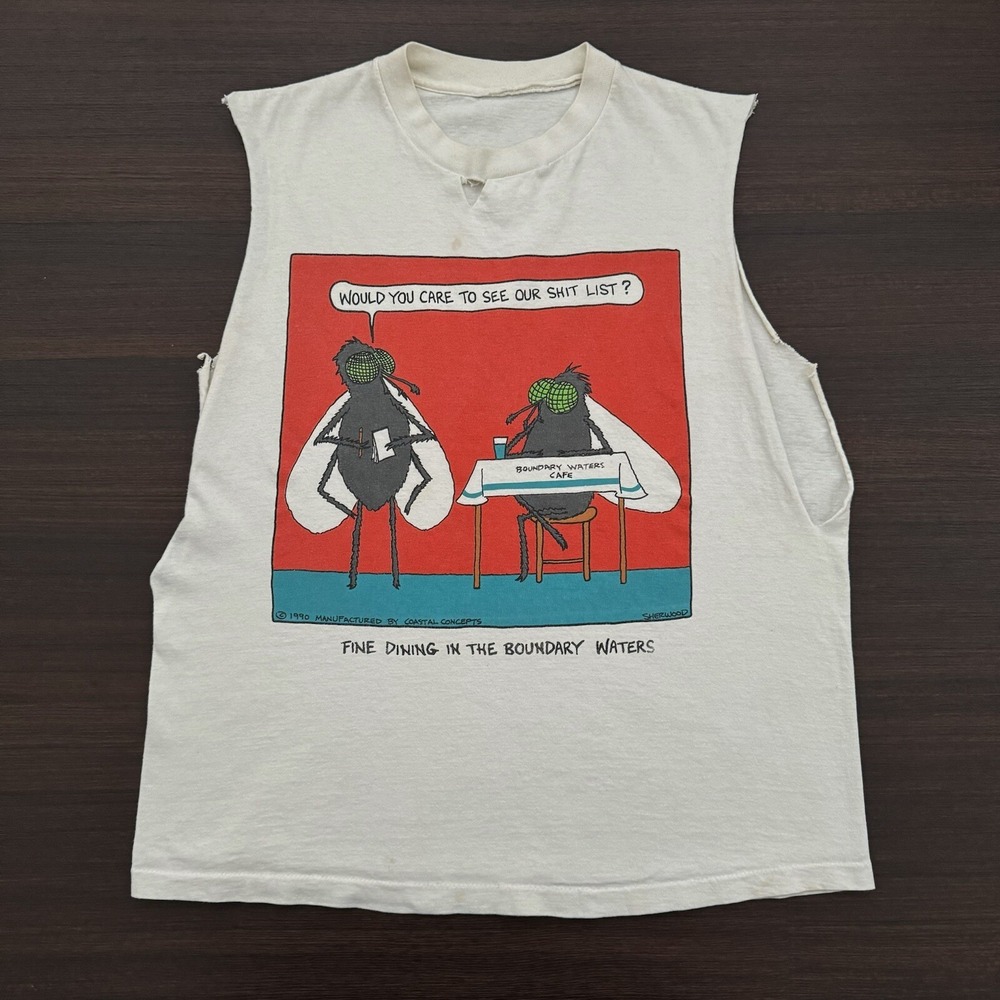 Vintage Coastal Concepts 1991 Fly's Bugs Shirt - Boundary Waters Cafe - Medium